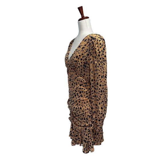 Nicholas $590 Women's Leopard Gathered Mini Frill Dress in‎ Silk Size 8 Ruched - Picture 7 of 16